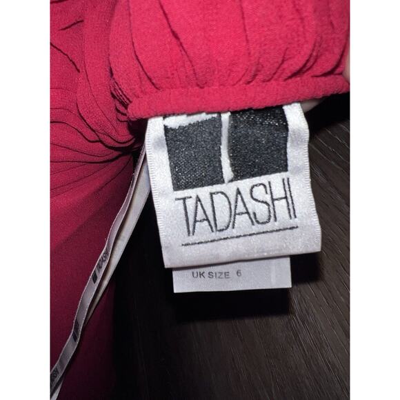 Tadashi pleated silk fitted Cocktail Dress 6 Red Party Prom Vintage - Picture 5 of 12